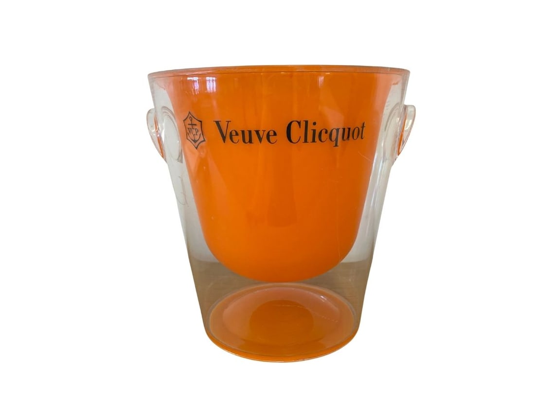 Vintage Veuve Clicquot Acrylic Champagne Bucket: 9.5in diameter x 9.75in h