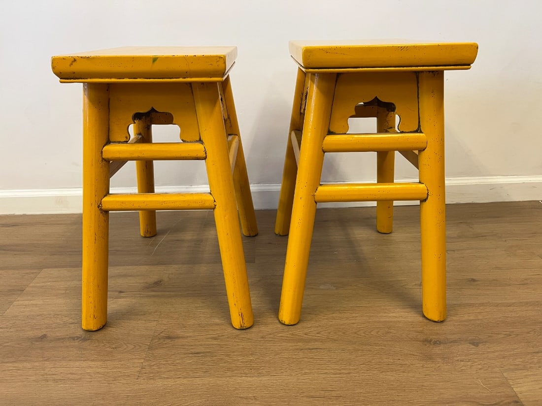 Painted Asian Stools, Pair - 5