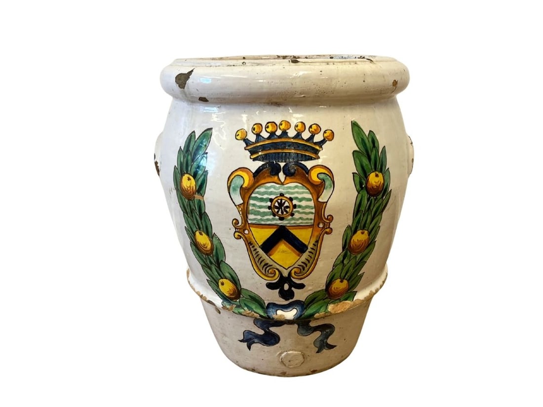 Italian Ceramic Urn / Planter: 14in diameter x 18.25in h