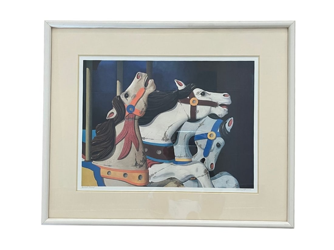 Carousel Horses Artist Proof, Signed Lower Right Larry Harris: 21.75in w x 18.5in h x 1in d