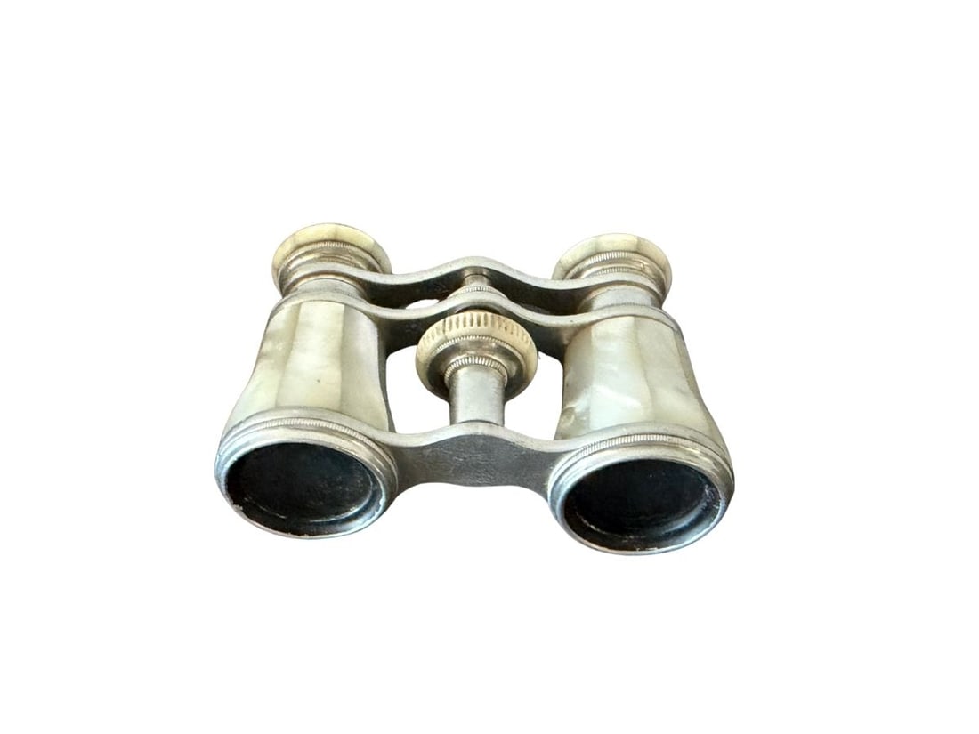 Vintage Lemaire Mother of Pearl Opera Glasses: 3.75in w x 2.5in d