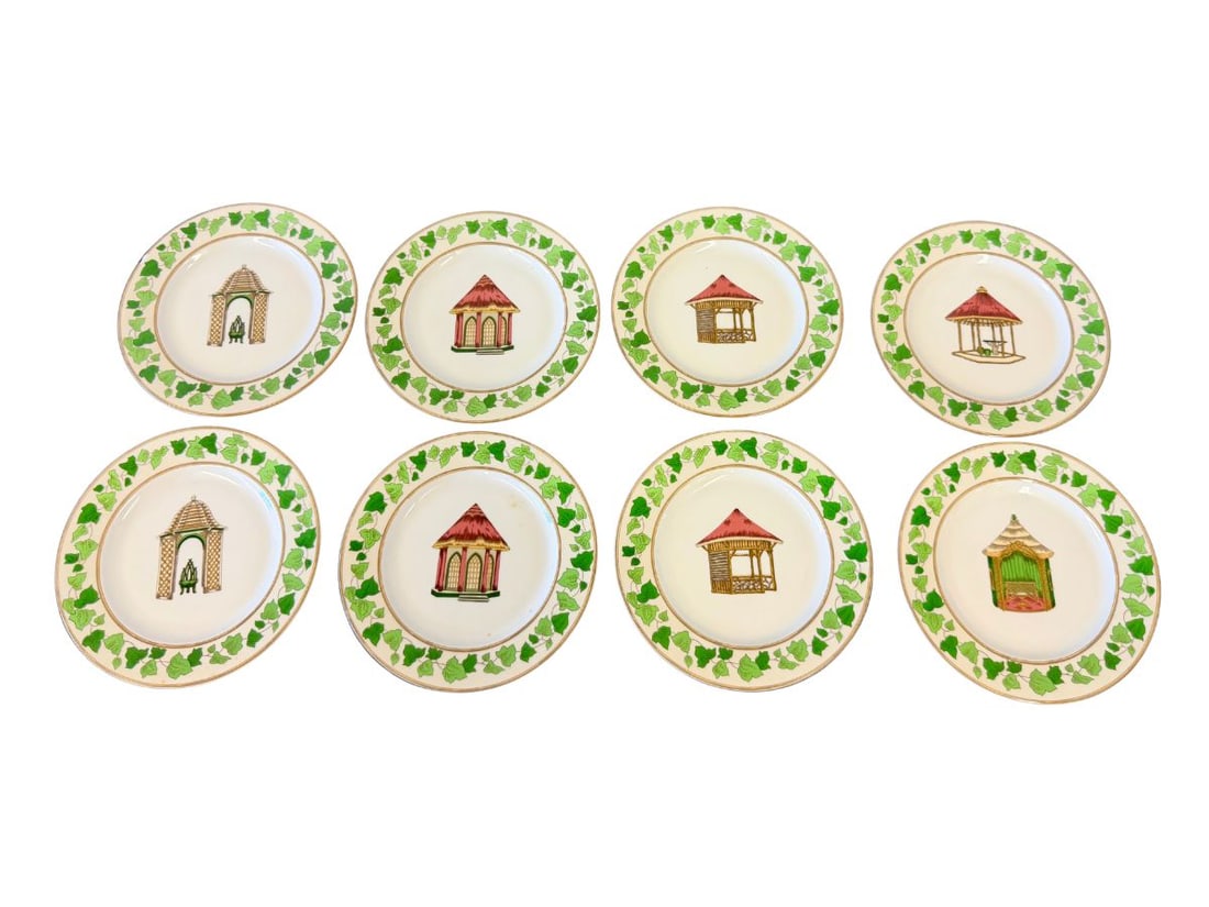 Pierre Frey for Limoges Les Gloriettes Small Plates, Set of 8: 8.75in w