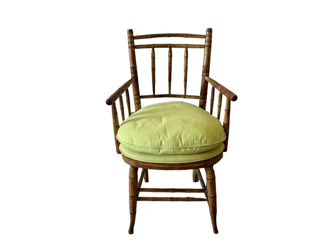 Vintage Faux Bamboo Upholstered Armchair (1 of 17)