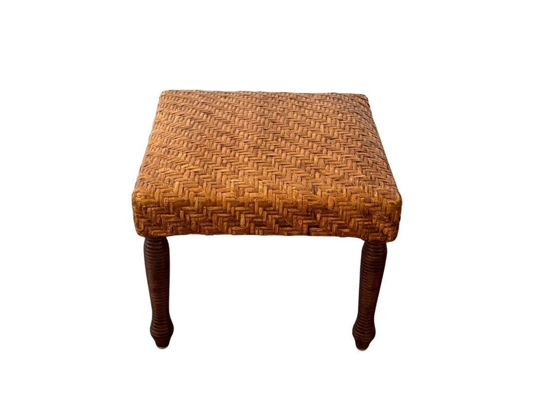 Vintage Woven Footstool with Turned Legs (1 of 10)