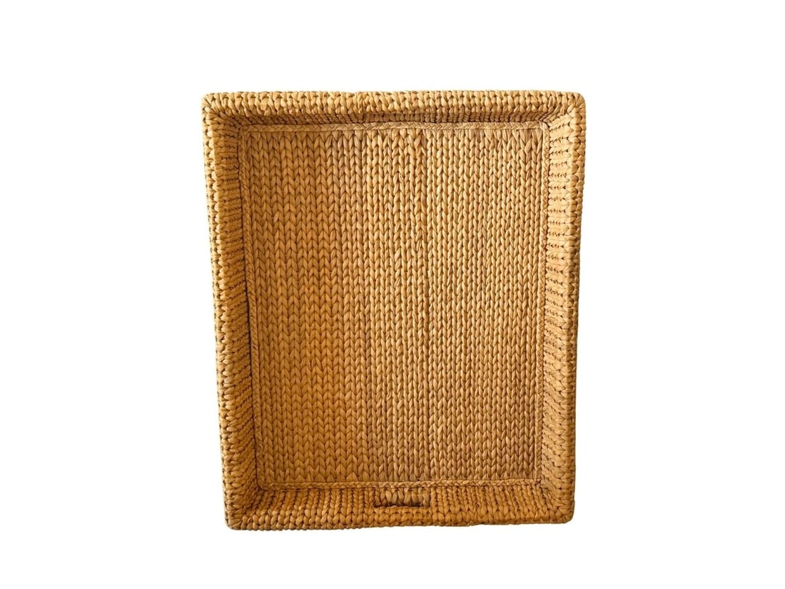 Extra Large Vintage Seagrass Tray: 34in w x 28in d x 6.5in h