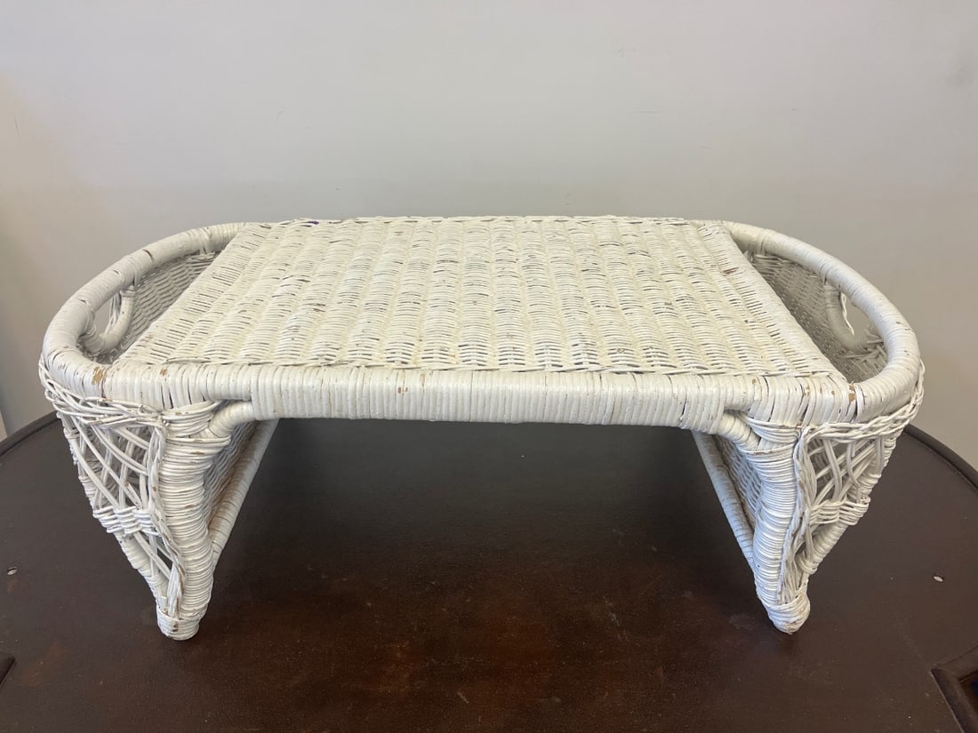 White Wicker Breakfast Tray - 2