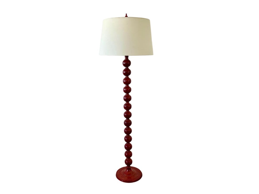 Bradburn Gallery Red Stacked Ball Floor Lamp: 12 in diameter base x 68 in h, Shade: 21.25 in diameter x 13 in h