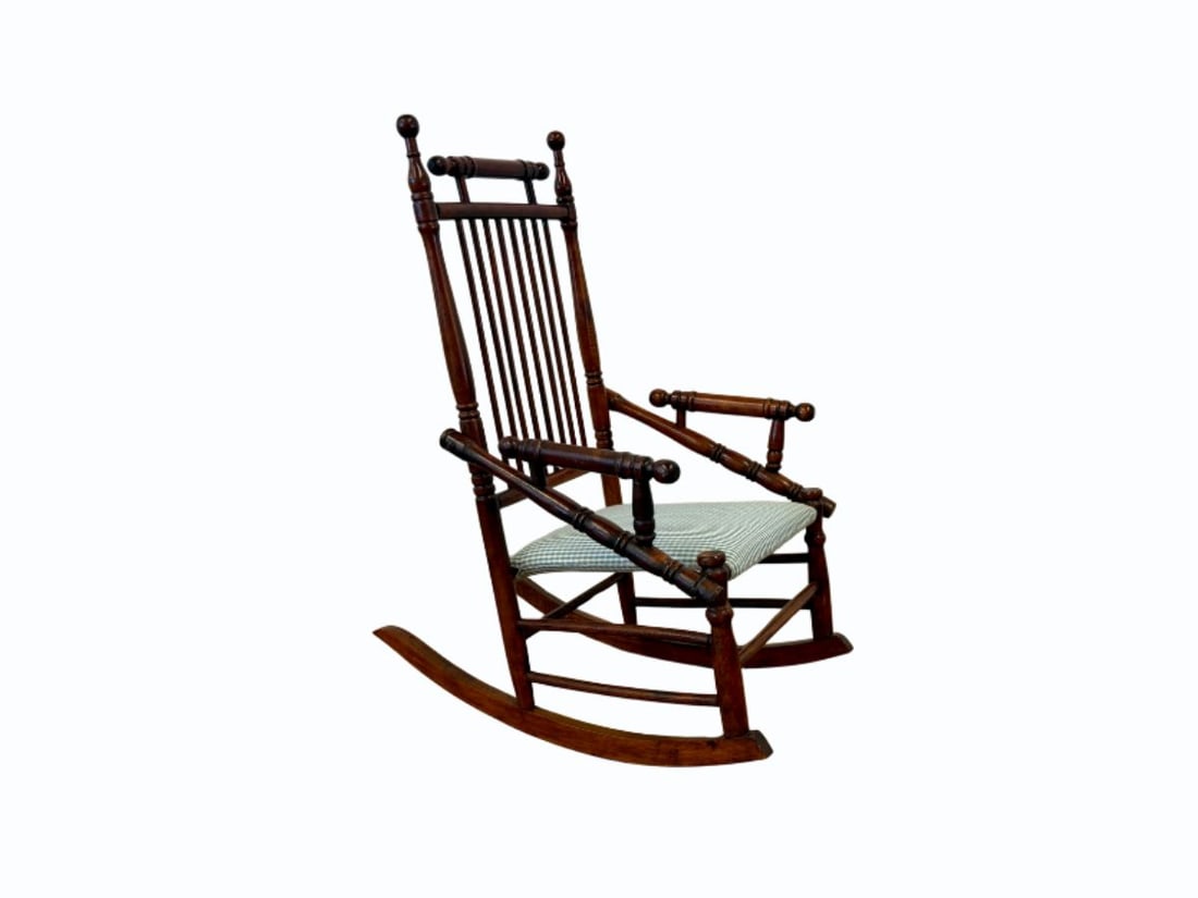 Antique Victorian Rocker: 17.5 in w x 22.5 in d x 30 in h, seat height 11 in , arm height 16 in