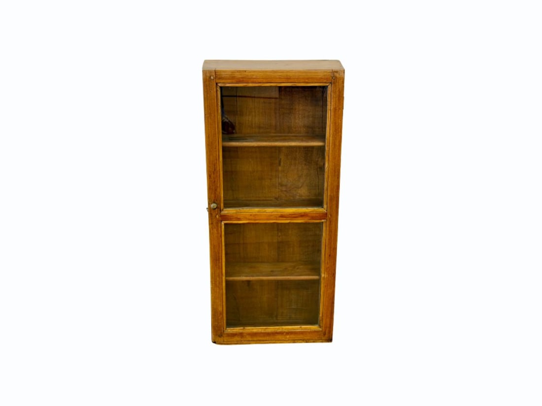 Antique Glass Cabinet: 15 in w x 5 in d x 34 in h
