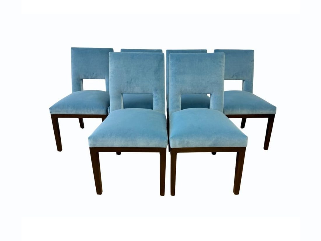 Custom Upholstered Velvet Dining Chairs, Set of 6: 20 in w x 22 in d x 38 in h, Seat height: 19 in