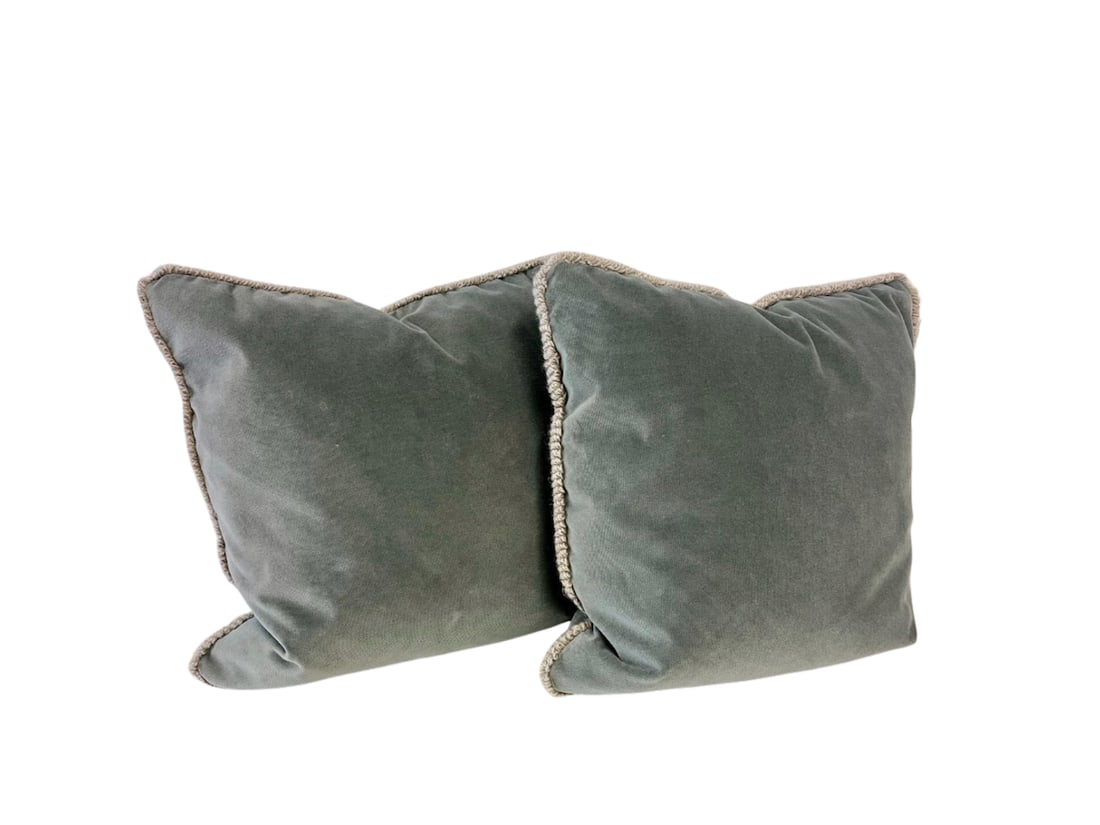 Restoration Hardware Blue Velvet Pillows, Pair: 20 in x 20 in