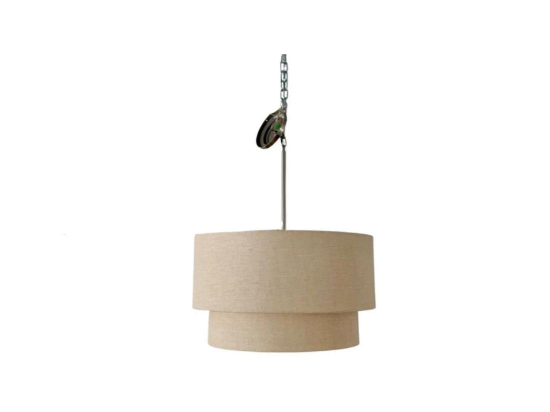 Large Contemporary Drum Pendant: 25 in diameter x 31 in h, Three light