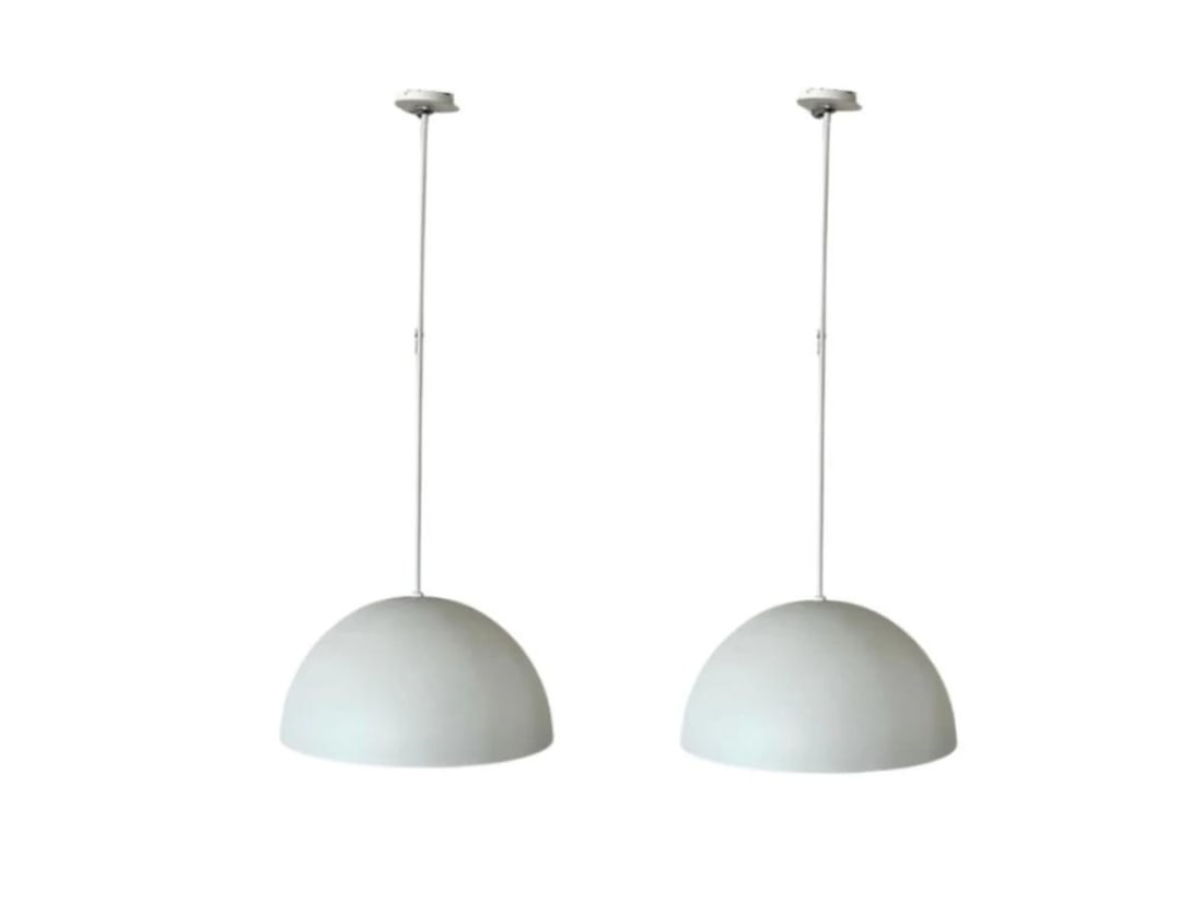 Yolo Pendant Lights in White with Silver Leaf, Pair (1 of 5)
