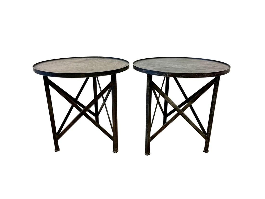 Lillian August Round Metal Side Tables, Pair (1 of 8)