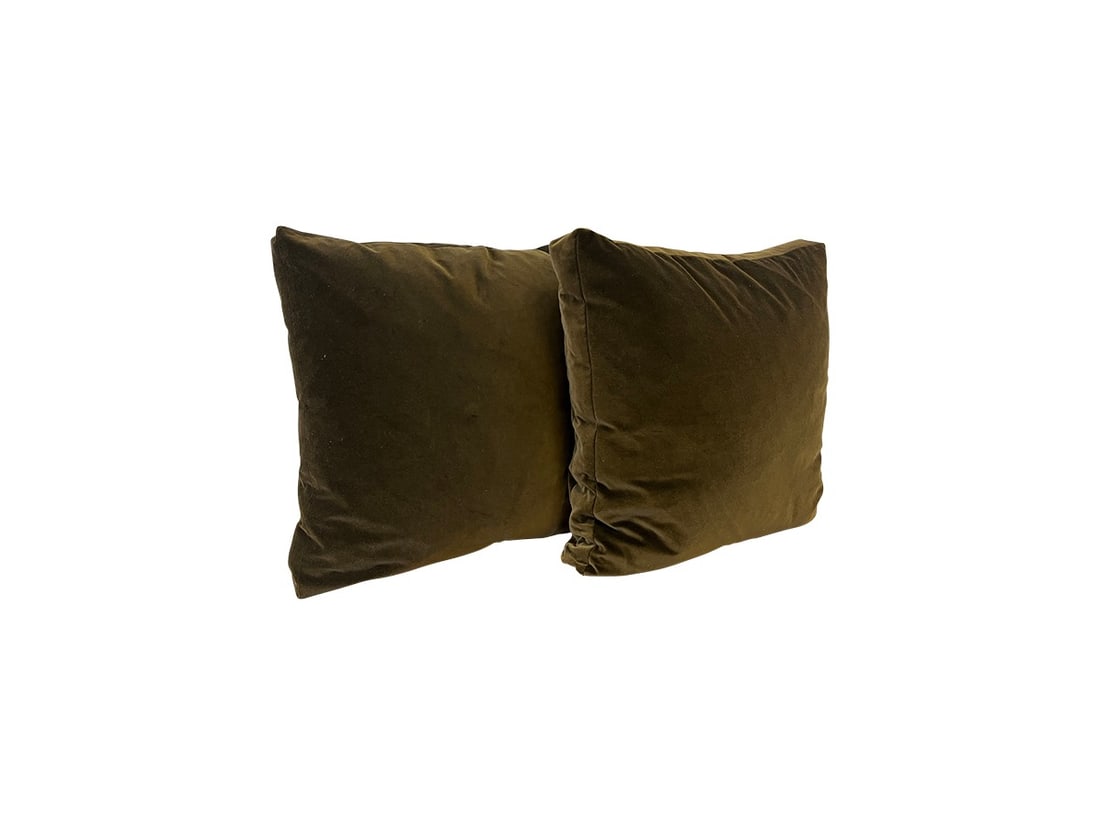 Deep Brown Velvet Pillows, Down Filled, Pair (1 of 5)