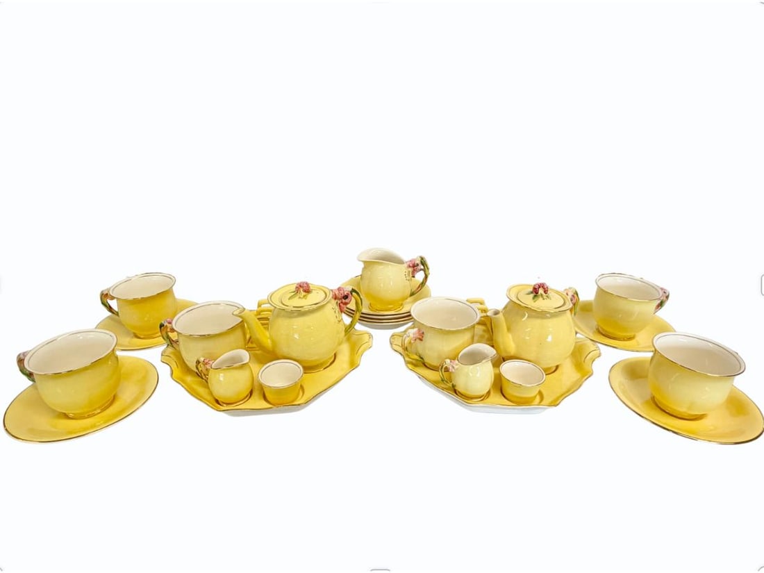 Vintage Royal Winton Breakfast Set in Tiger Lily, Set of Two with Berry Bowls and Tea Cups (1 of 16)