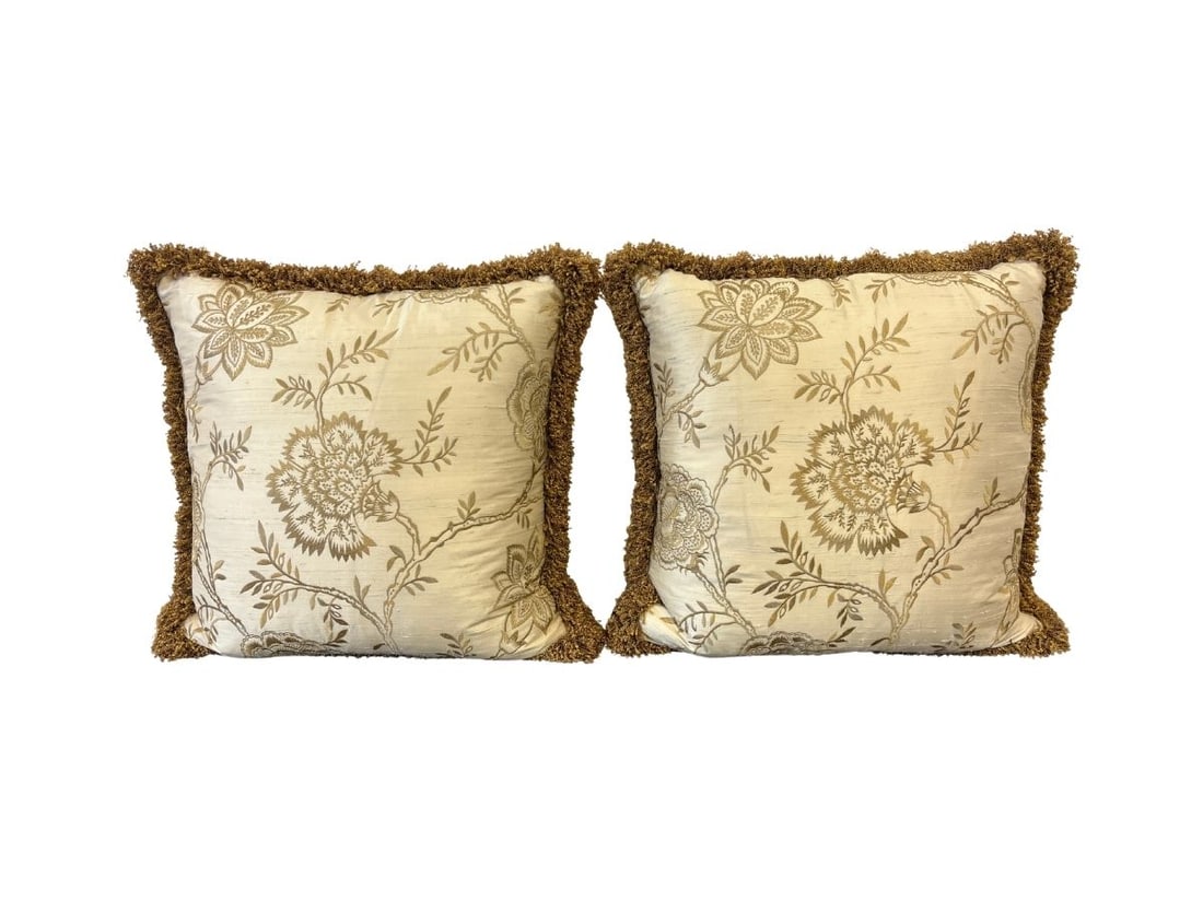 Floral Embroidered Pillows with Fringe, Pair (2 of 2) (1 of 7)