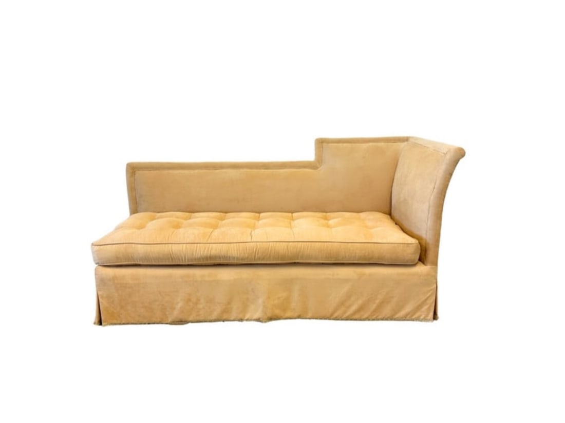 Tufted Suede Chaise Lounge: 79 in. w x 31 in.d x 39 in. h, seat height 20 in.