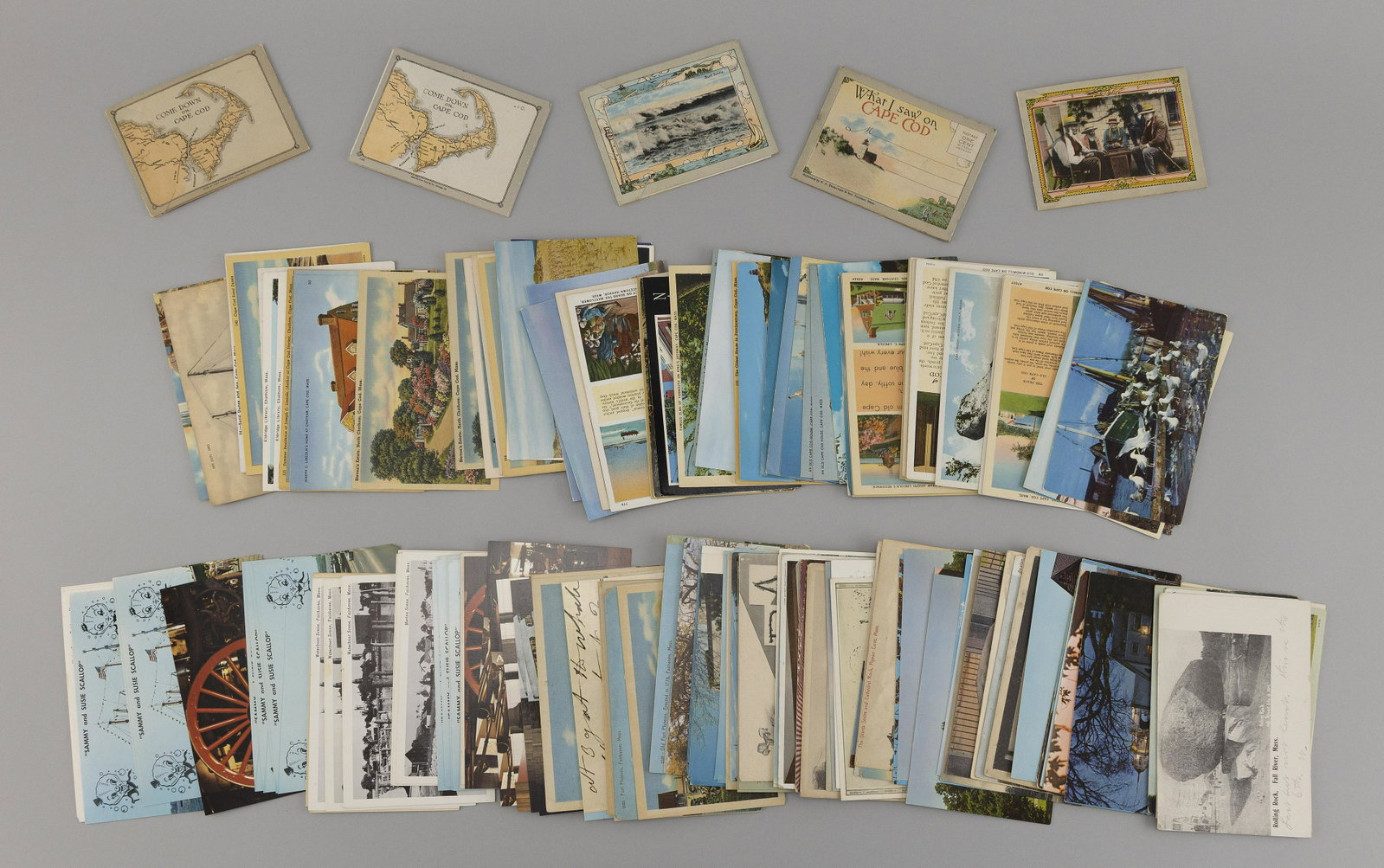 (CAPE COD AND MASSACHUSETTS) 189 POSTCARDS Includes 68: (CAPE COD AND MASSACHUSETTS) 189 POSTCARDS Early to Mid-20th Century Includes 68 general subject and views of Cape Cod cards, with five small folders and 121 general subject and views of Massachusetts