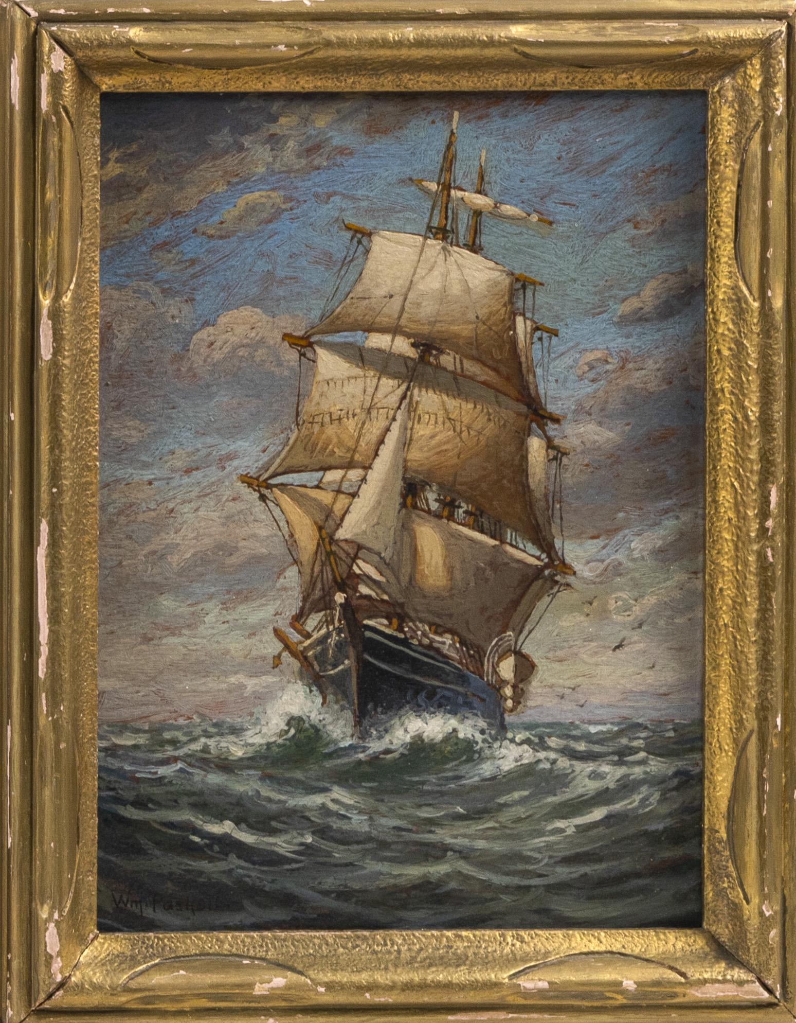 WILLIAM FREDERICK PASKELL, Massachusetts, 1866-1951,: WILLIAM FREDERICK PASKELLMassachusetts, 1866-1951Portrait of a ship. Signed lower left "Wm. Paskell".Oil on board, 12" x 9". Framed 14" x 11".