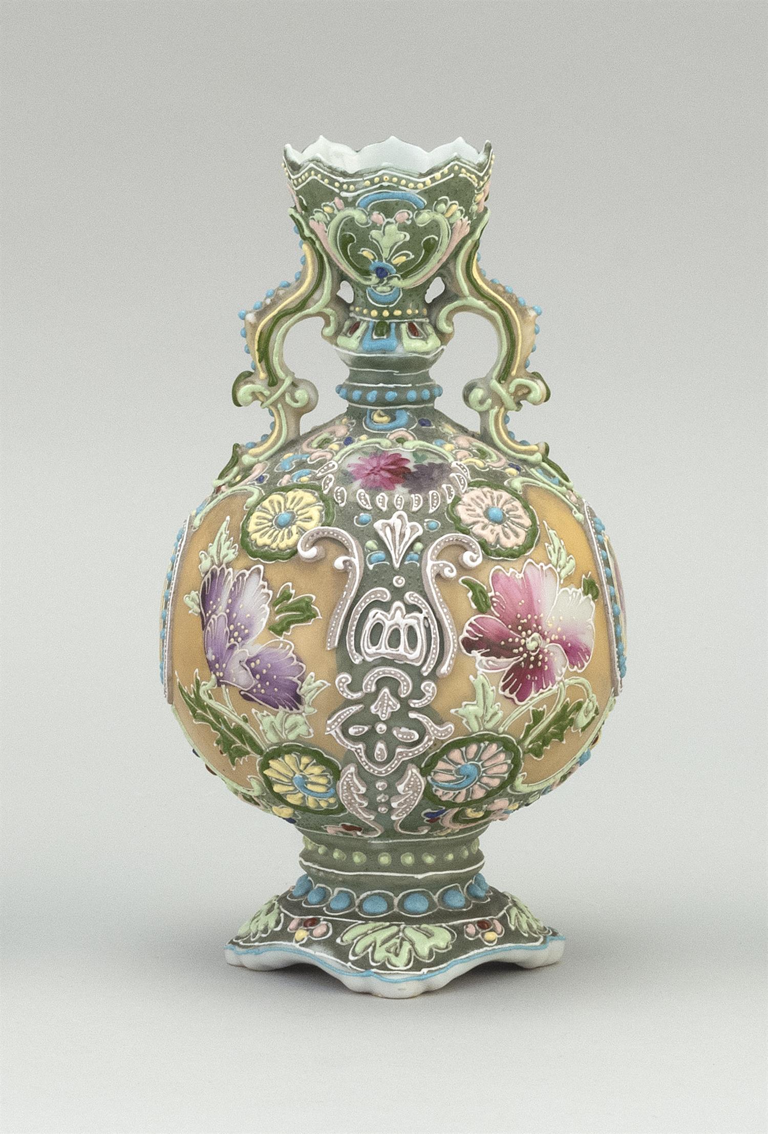MORIAGE NIPPON PORCELAIN VASE Ovoid, with floral: MORIAGE NIPPON PORCELAIN VASE Ovoid, with floral decoration. Height 8".