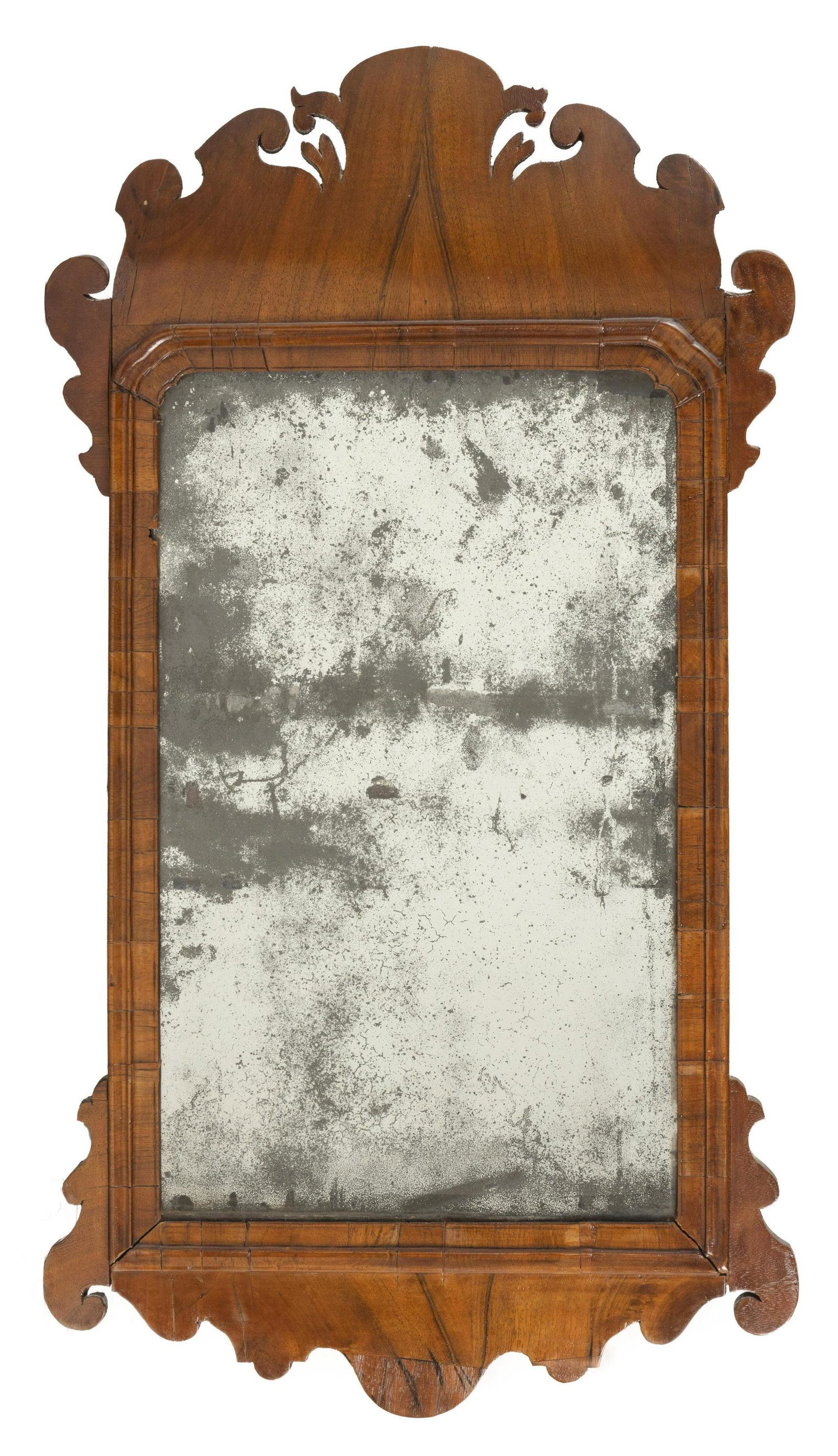 CHIPPENDALE MIRROR Mahogany and mahogany veneer frame.: CHIPPENDALE MIRROR Early 19th Century Mahogany and mahogany veneer frame. Height 31.5". Width 17".