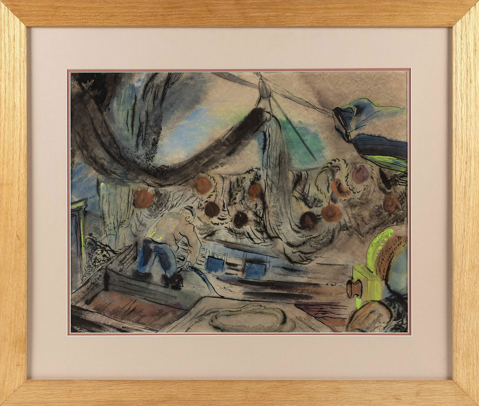 AMERICAN SCHOOL, 20th Century, Dock worker mending (1 of 2)