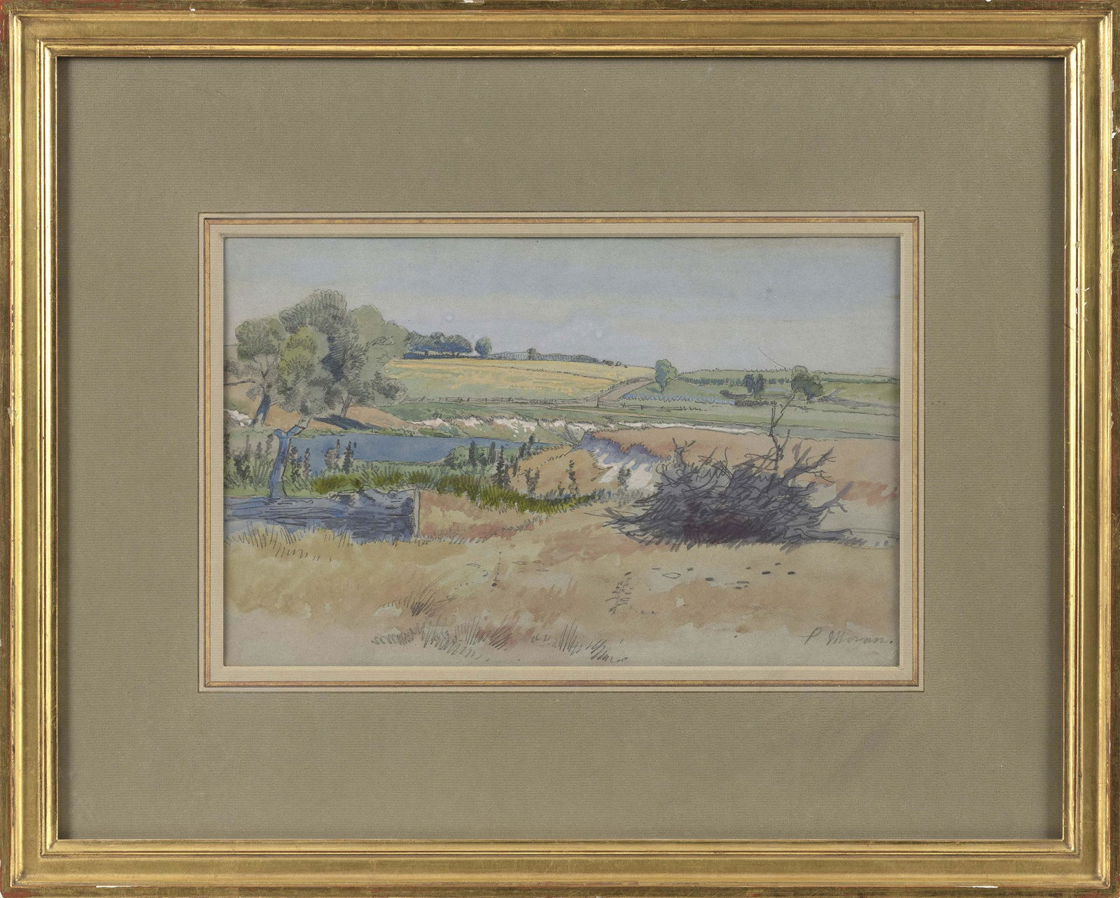PETER MORAN, Pennsylvania, 1841-1914, Landscape with (1 of 3)