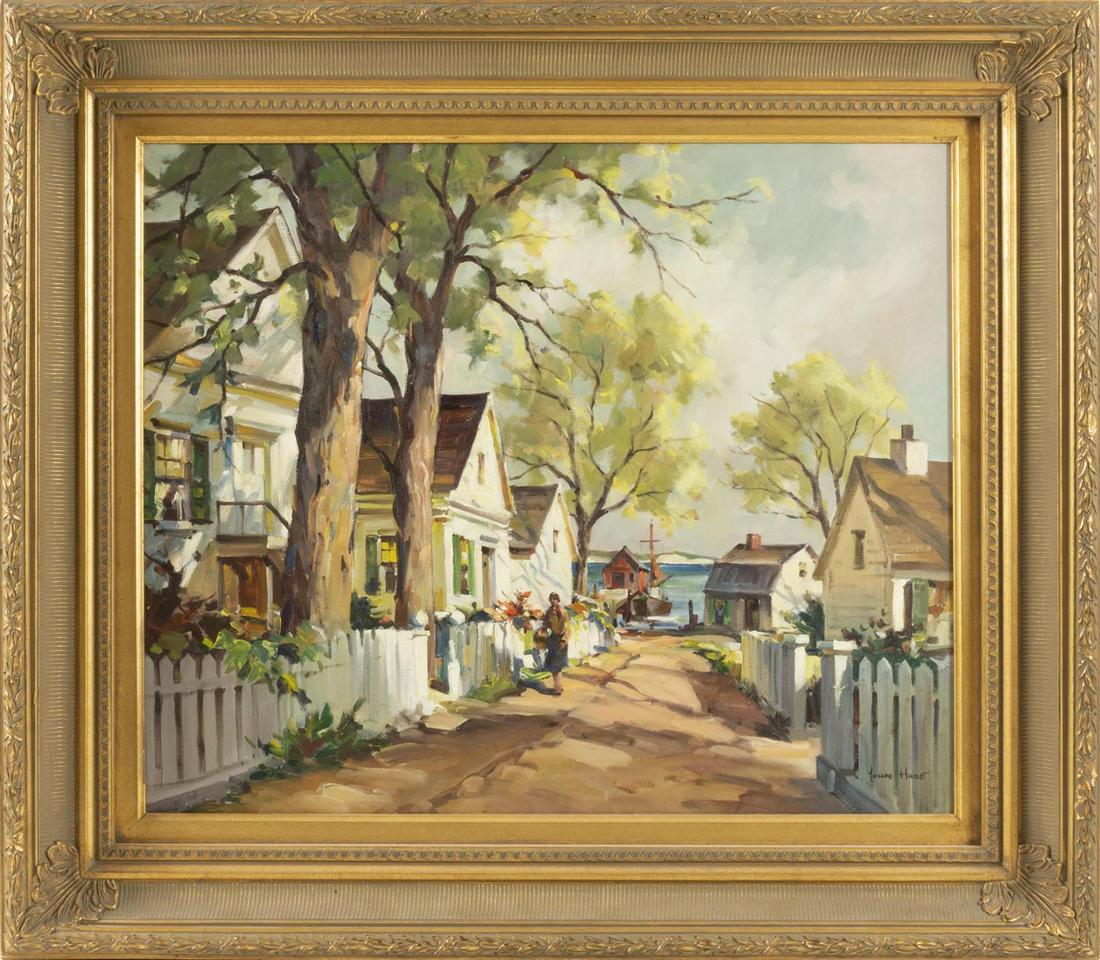 JOHN CUTHBERT HARE Massachusetts/Florida, 1908-1978: JOHN CUTHBERT HARE Massachusetts/Florida, 1908-1978 "Summer Sunlight. Cape Cod". Possibly Provincetown, Massachusetts. Signed lower right "John Hare". Titled verso. Provenance: Rockport Art Associatio