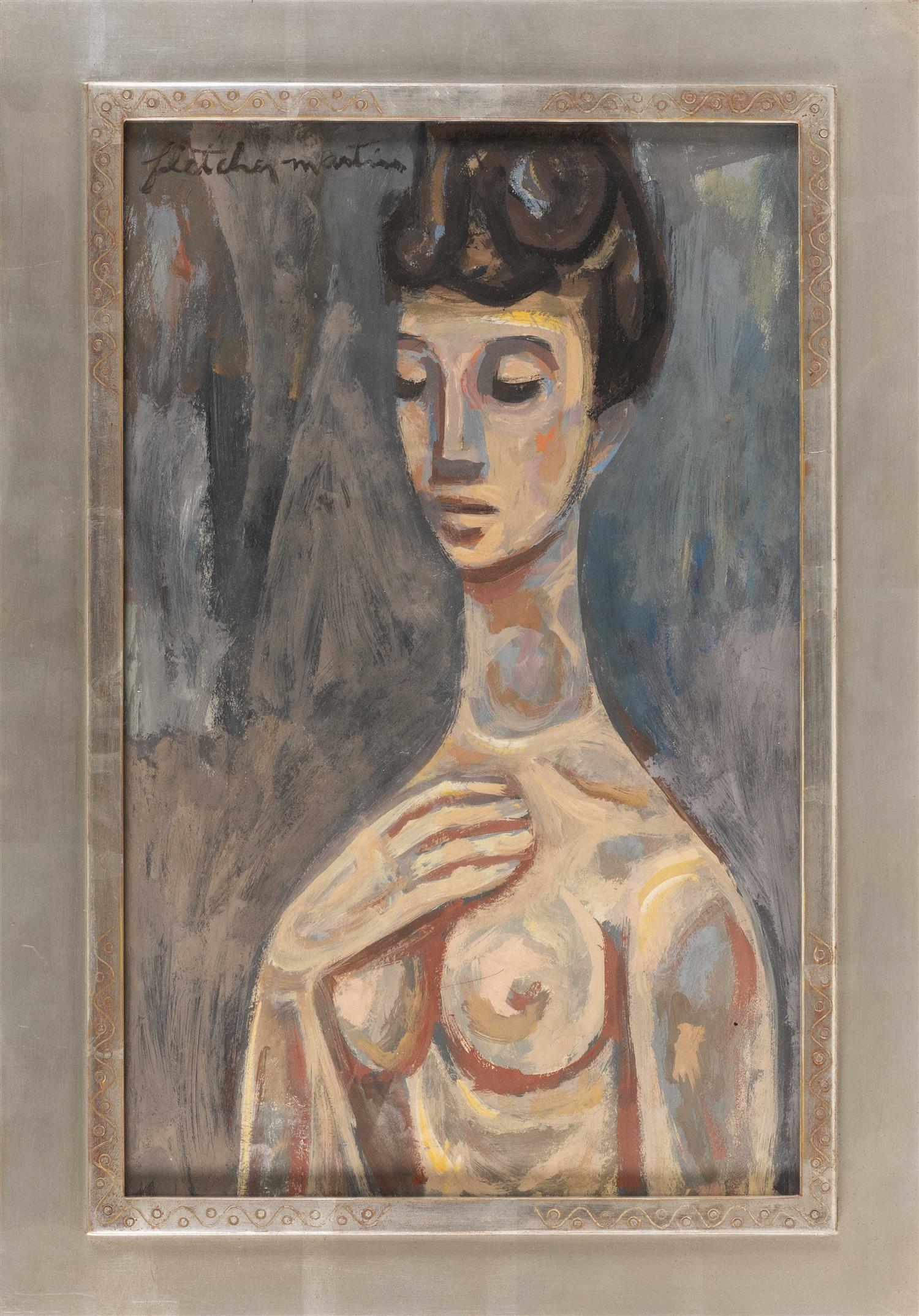 FLETCHER MARTIN California/Colorado, 1904-1979: FLETCHER MARTIN California/Colorado, 1904-1979 Portrait of a woman. Signed upper left "Fletcher Martin". Oil on board, 19" x 12". Framed 23" x 16".