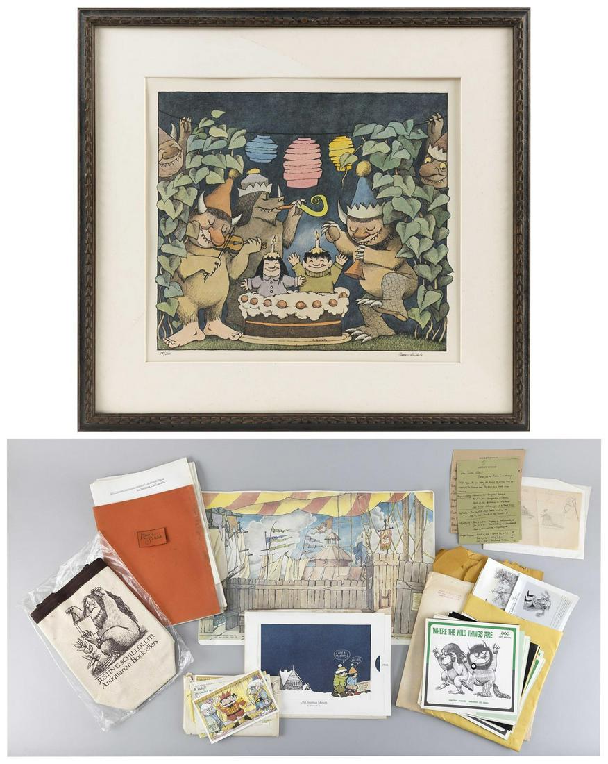 LOT OF MAURICE SENDAK-RELATED EPHEMERA 1-2) Two: LOT OF MAURICE SENDAK-RELATED EPHEMERA Second Half of the 20th Century 1-2) Two "Nutcracker" cards written by Sendak. 3) "Poems from 'William Blake's Songs of Innocence'", drawn by Sendak, Boadley Hea