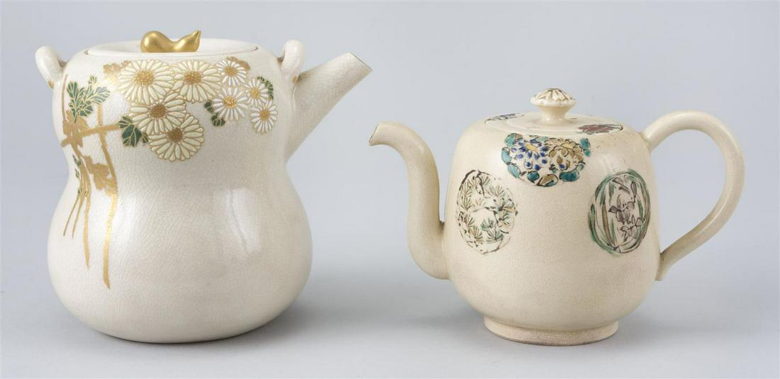 TWO JAPANESE SATSUMA POTTERY TEAPOTS Late Meiji Period (1 of 3)