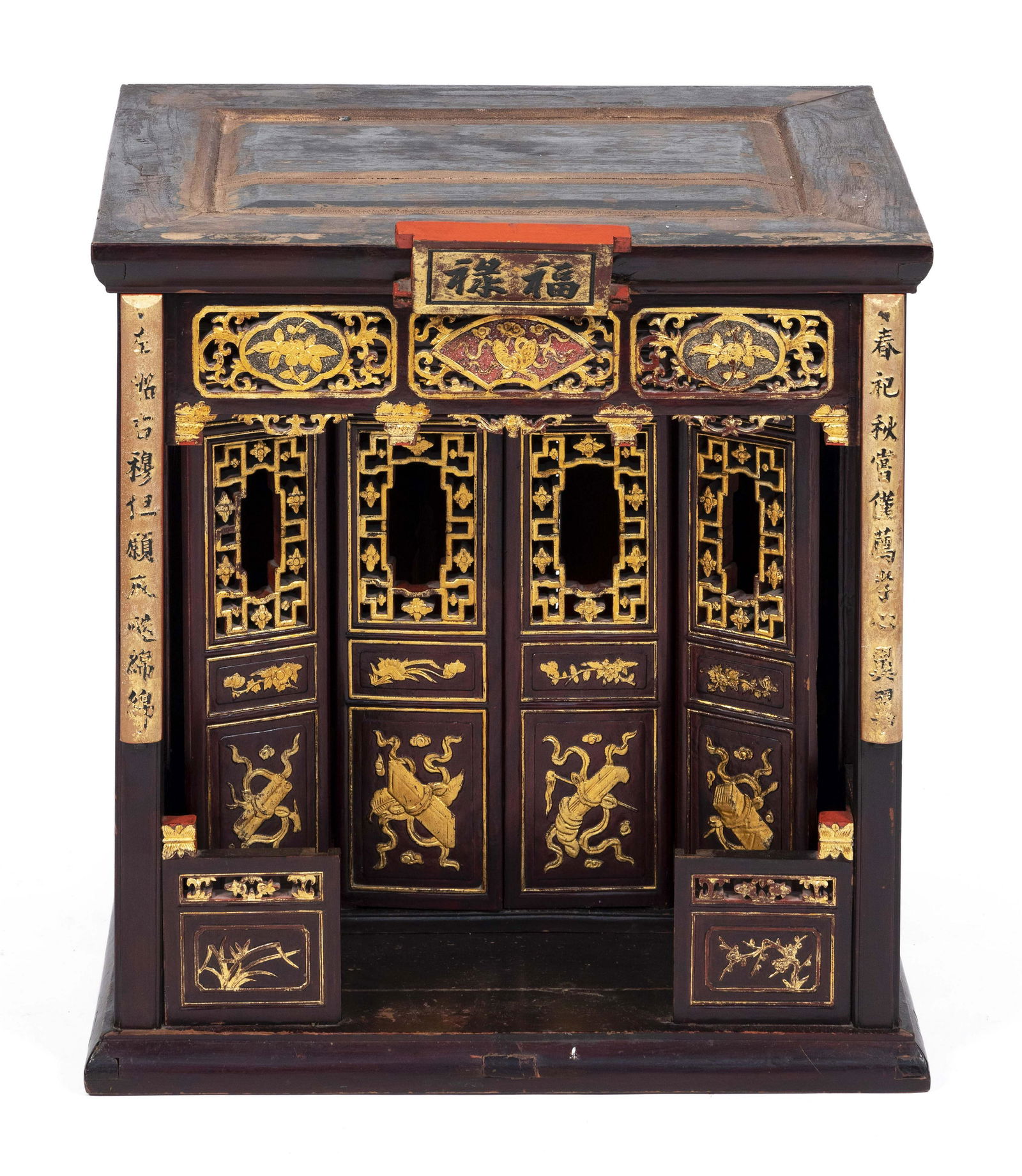 JAPANESE BUTSUDAN Red and gold lacquer finish. Height (1 of 2)