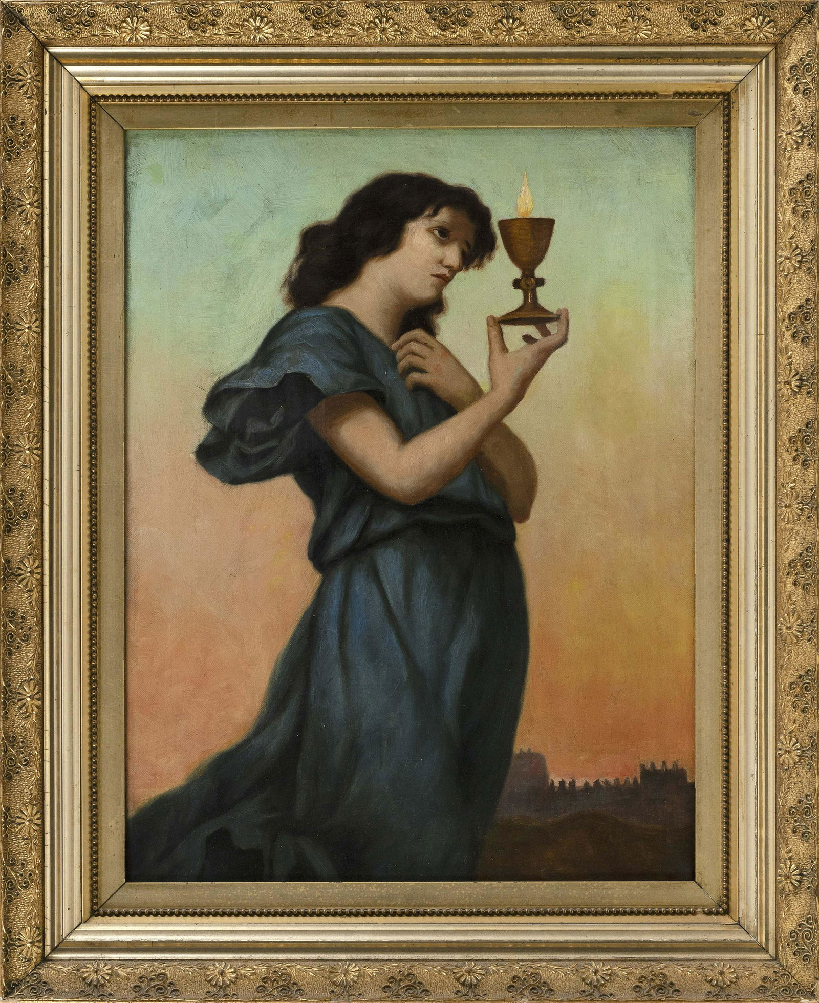 AMERICAN SCHOOL, 19th Century, A young woman holding a (1 of 2)