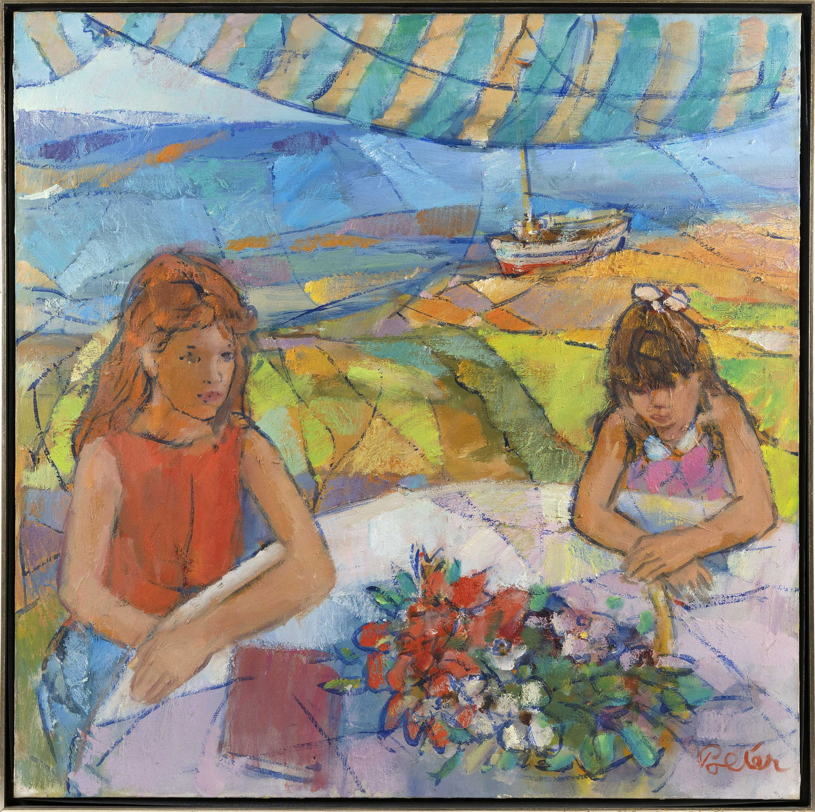 AMERICAN SCHOOL (Mid-20th Century), Two young girls (1 of 3)