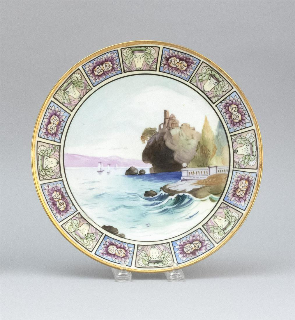 NIPPON PORCELAIN PLATE With scenic decoration of a (1 of 2)