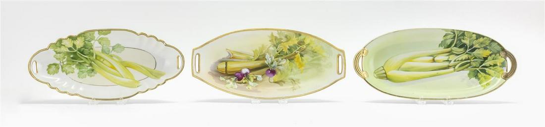 THREE NIPPON PORCELAIN CELERY DISHES Oval, with celery (1 of 2)