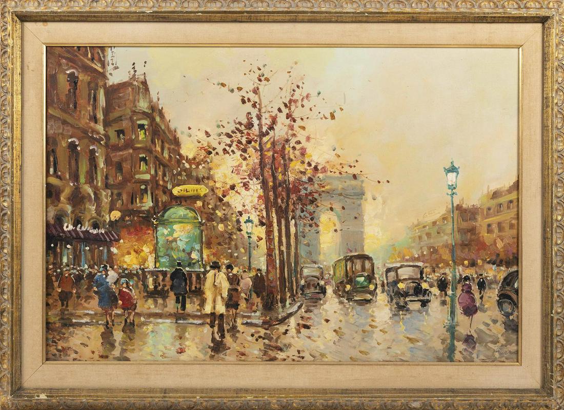 PAINTING OF A PARIS STREET SCENE Signed lower right (1 of 3)
