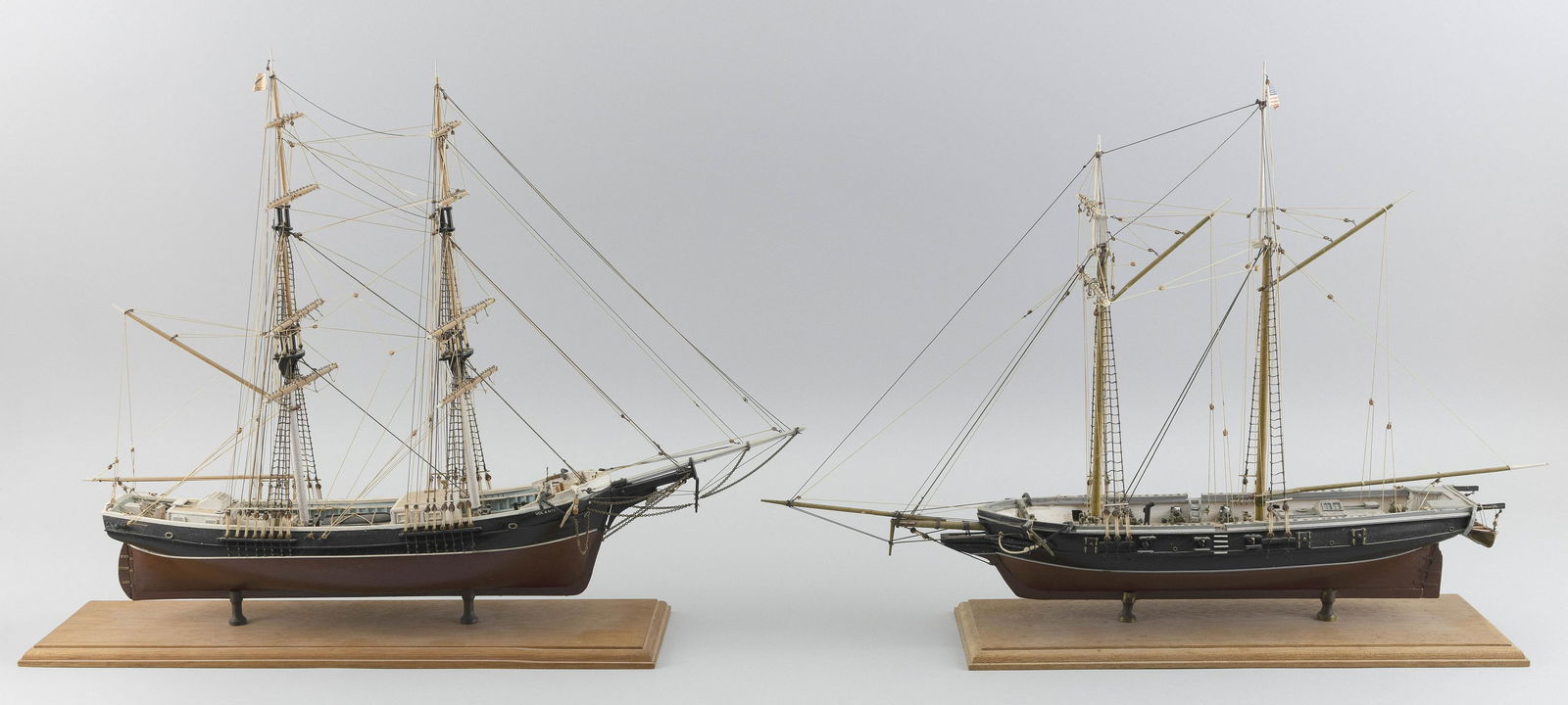 TWO WOODEN SHIP MODELS 20th Century Lengths 23" and: TWO WOODEN SHIP MODELS20th CenturyThe Volante and the Roger B. Taney.Lengths 23" and 19".