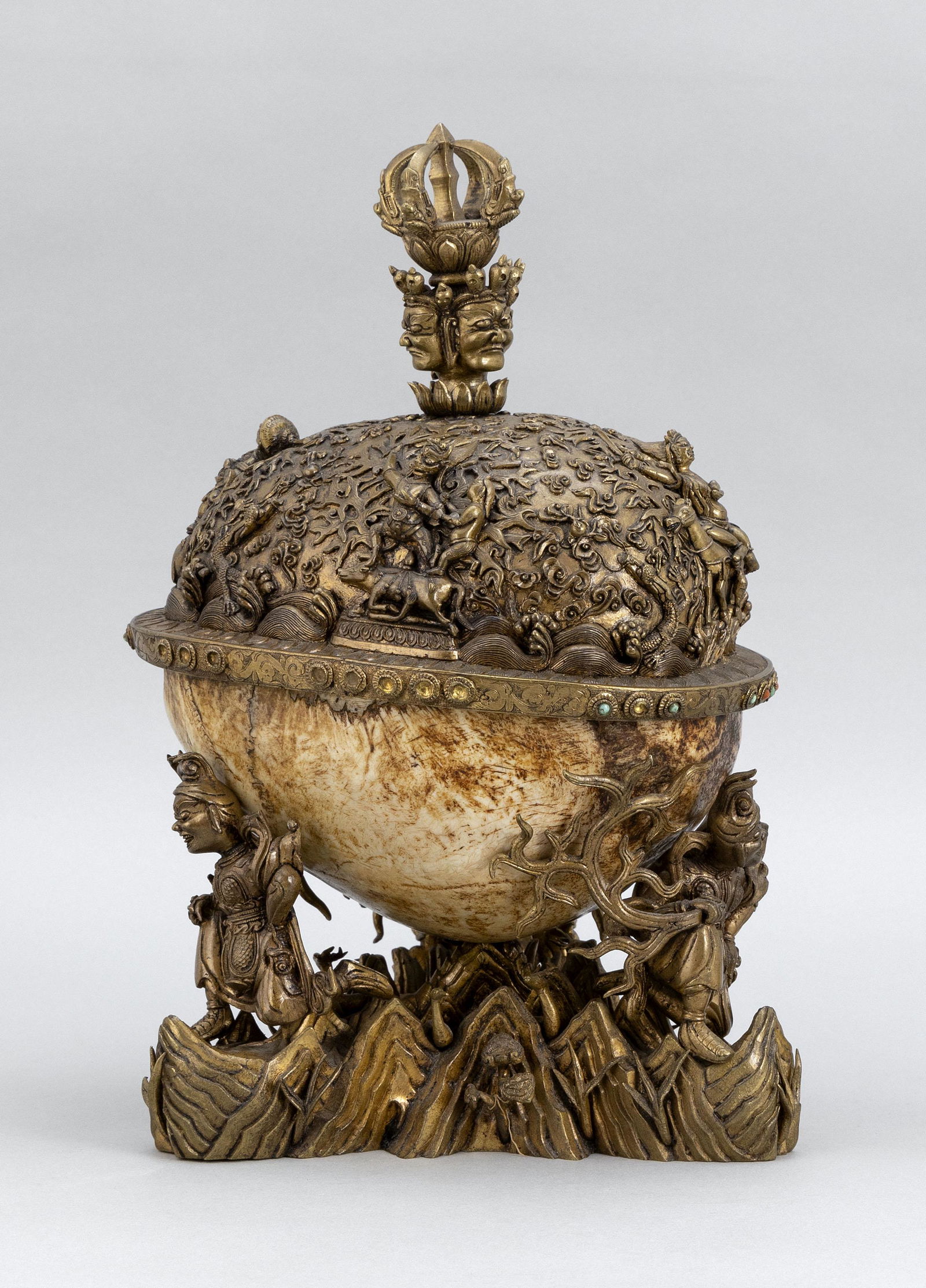 CHINESE BRONZE KAPALA (SKULL CUP) 19th Century Height (1 of 11)