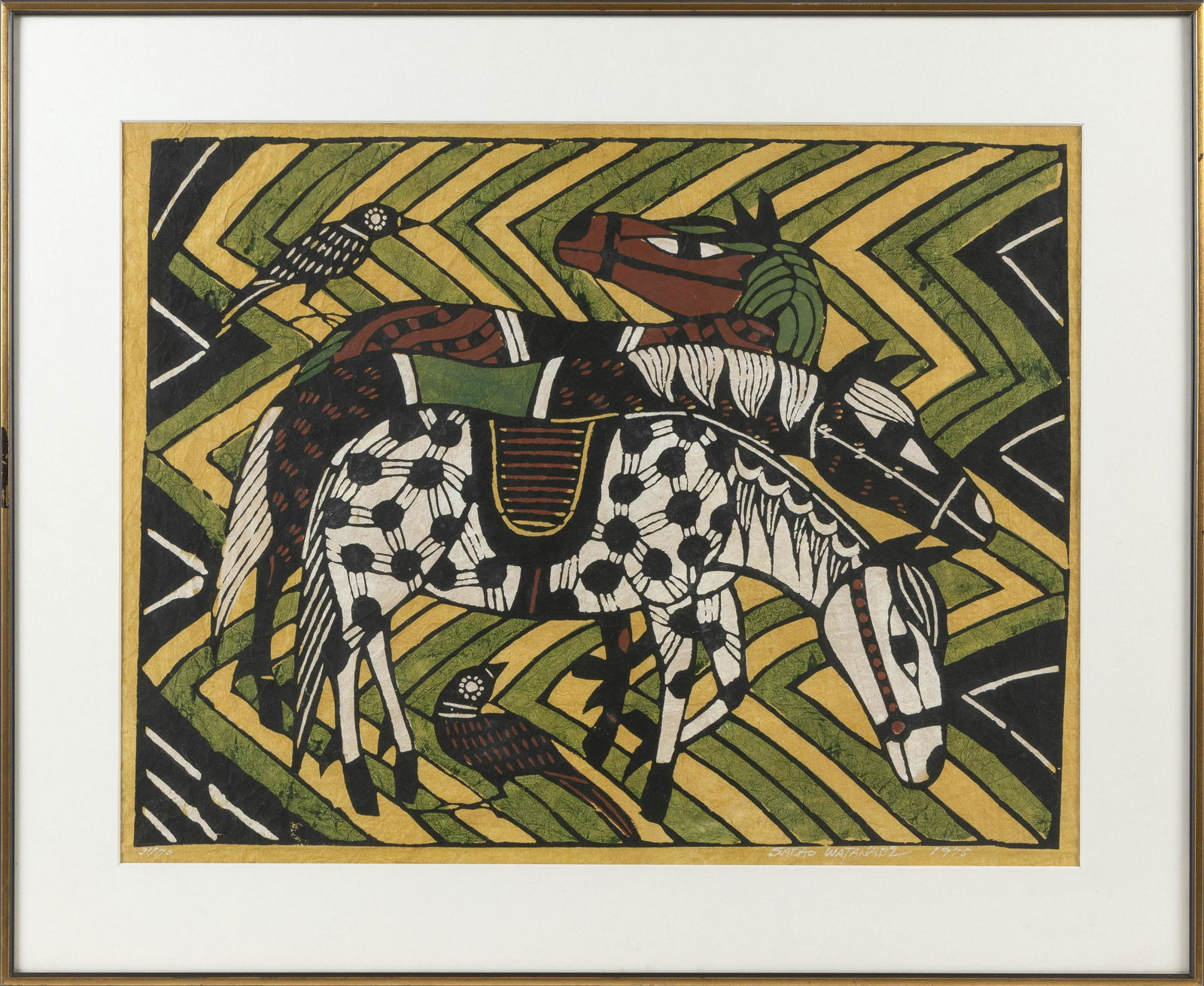 SADEO WATANABE (1913-1996) Dai Oban tate-e Framed 26" x (1 of 3)