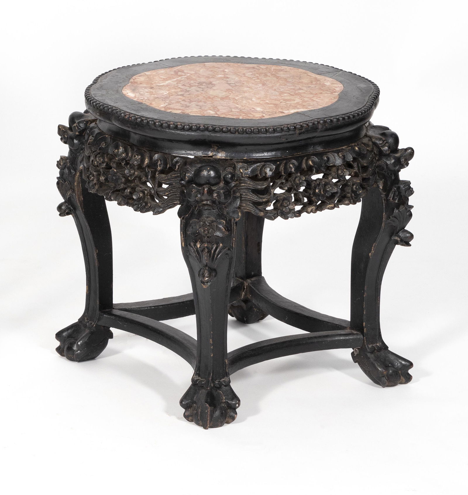 CHINESE CARVED ROSEWOOD TABORET Early 20th Century (1 of 2)