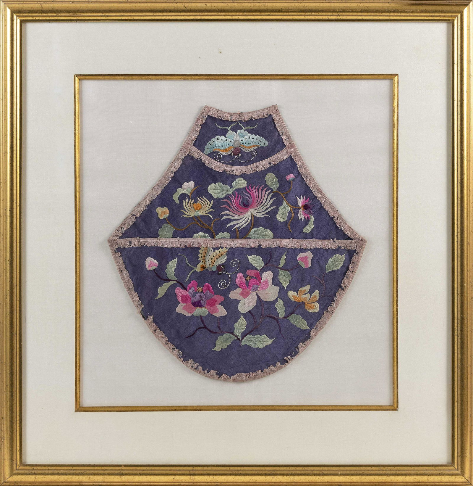 CHINESE SILK THREADWORK APRON Early 20th Century 15" x (1 of 1)