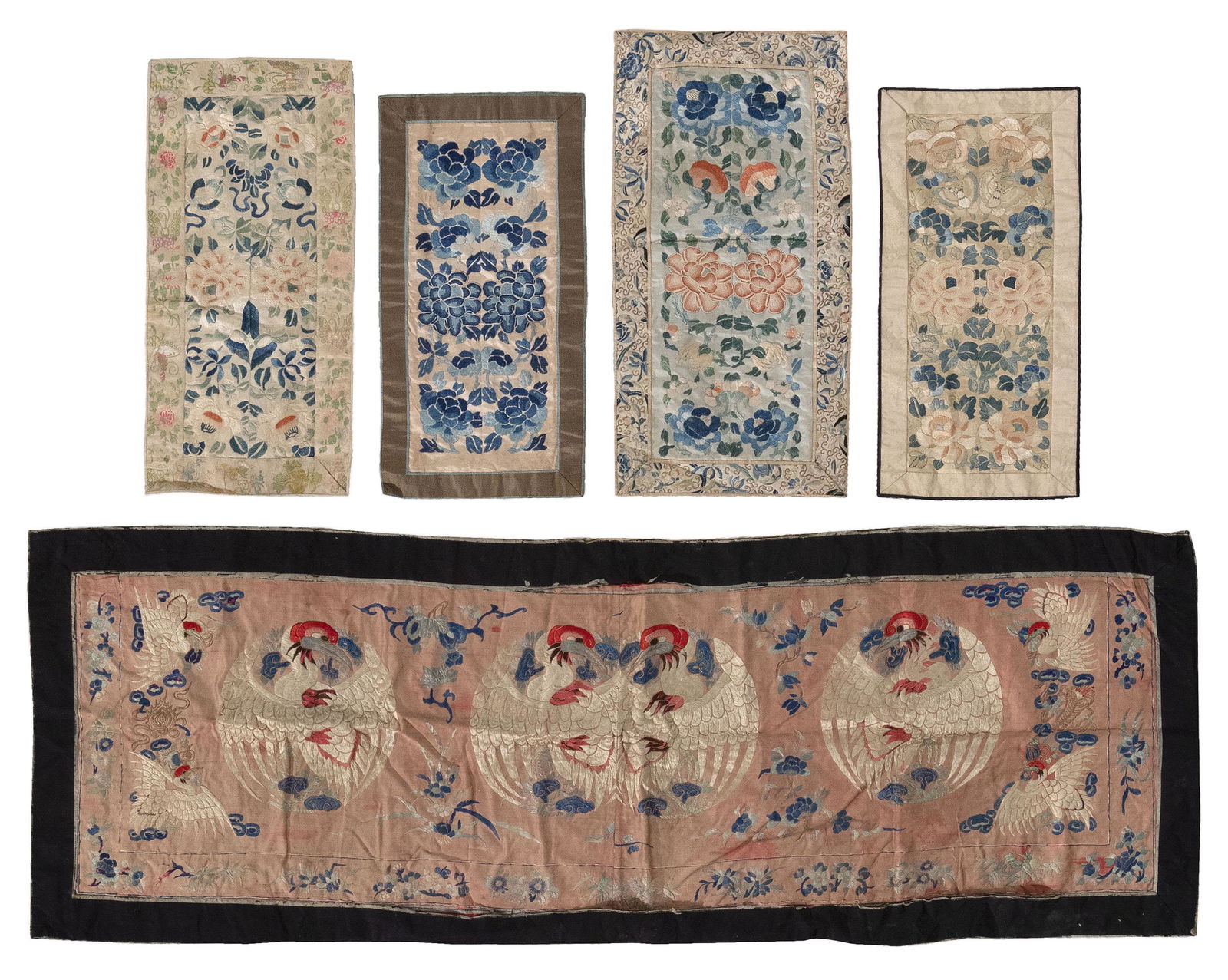 FIVE CHINESE SILK NEEDLEWORKS 19th/20th Century (1 of 1)