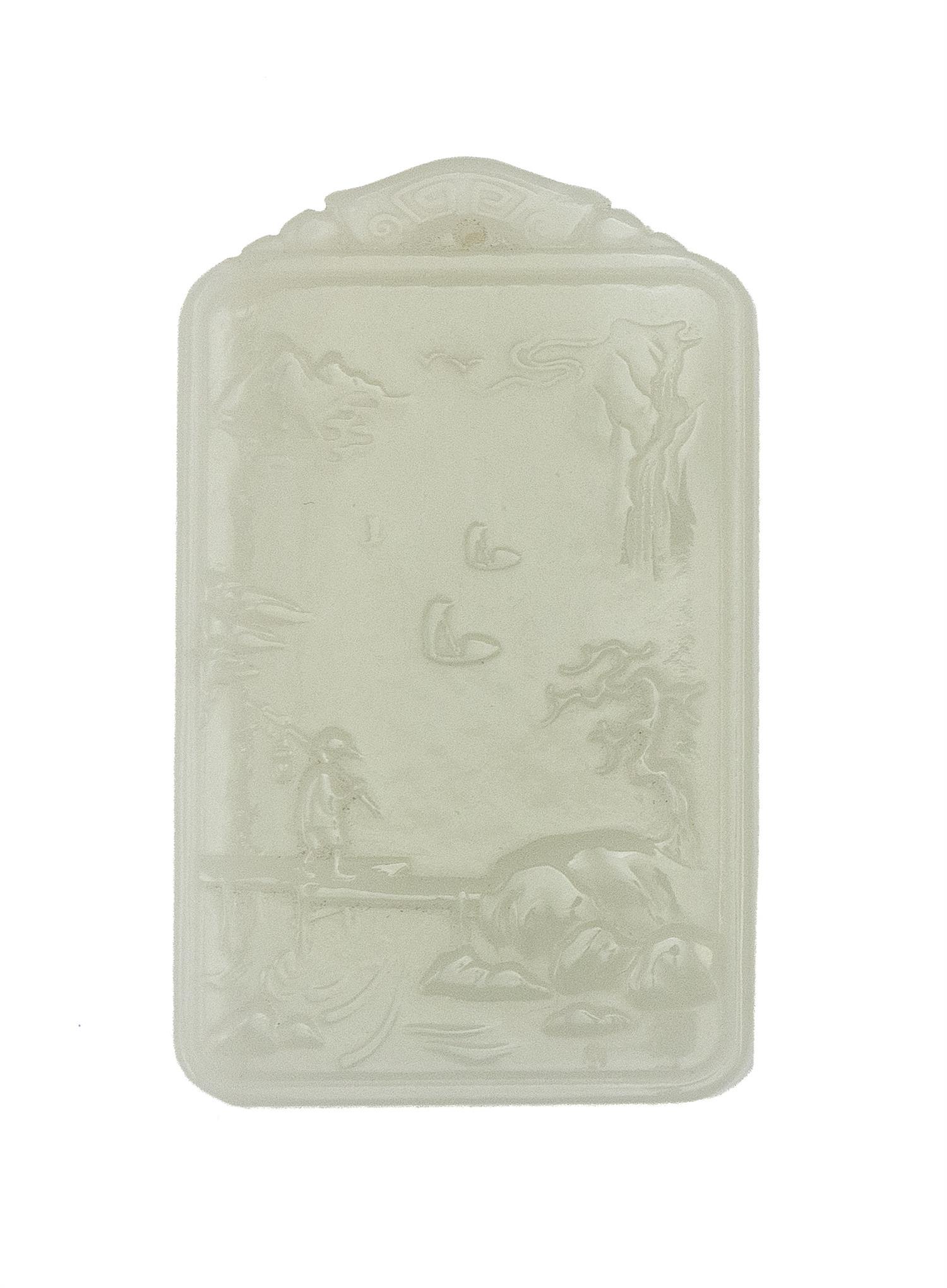 CHINESE PALE CELADON JADE PENDANT 2.5" x 1.5". (1 of 6)