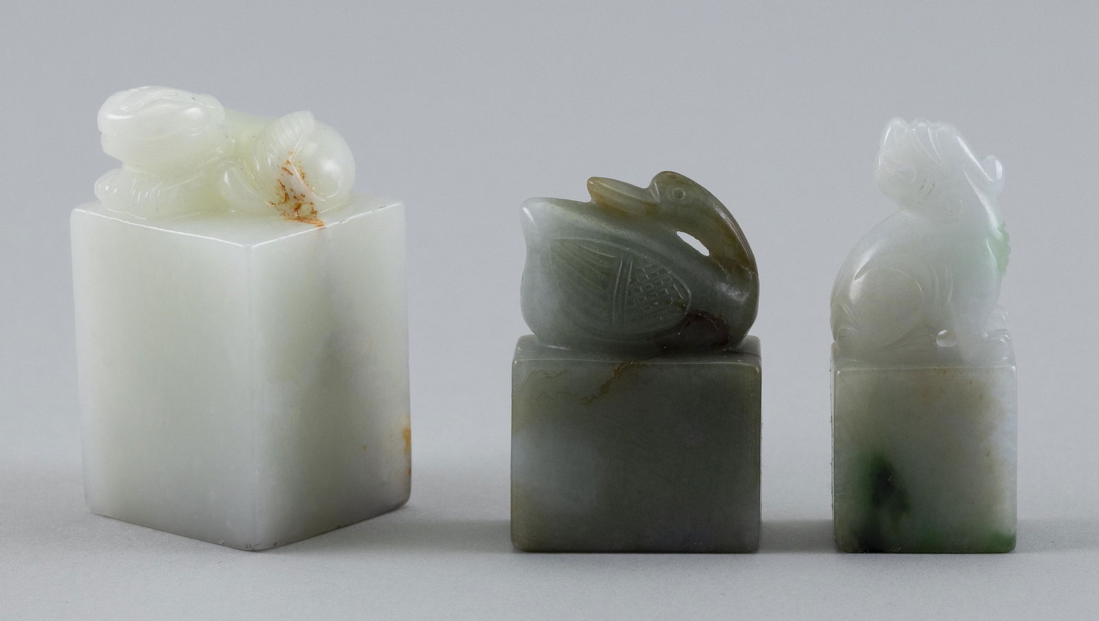 THREE CHINESE CARVED JADE SEALS (1 of 3)