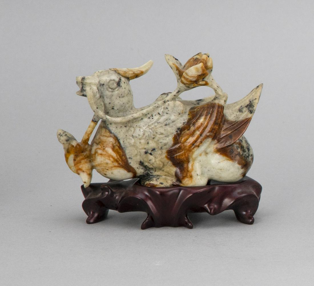 CHINESE MOTTLED CELADON JADEITE CARVING OF A MANDARIN (1 of 2)