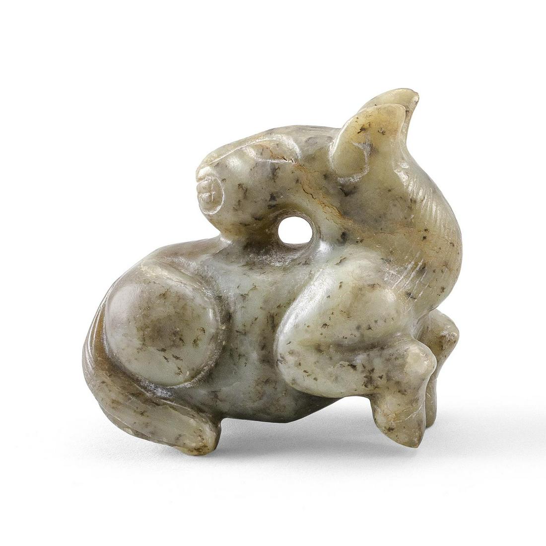 CHINESE MUTTONFAT JADE CARVING OF A RECUMBENT HORSE (1 of 3)