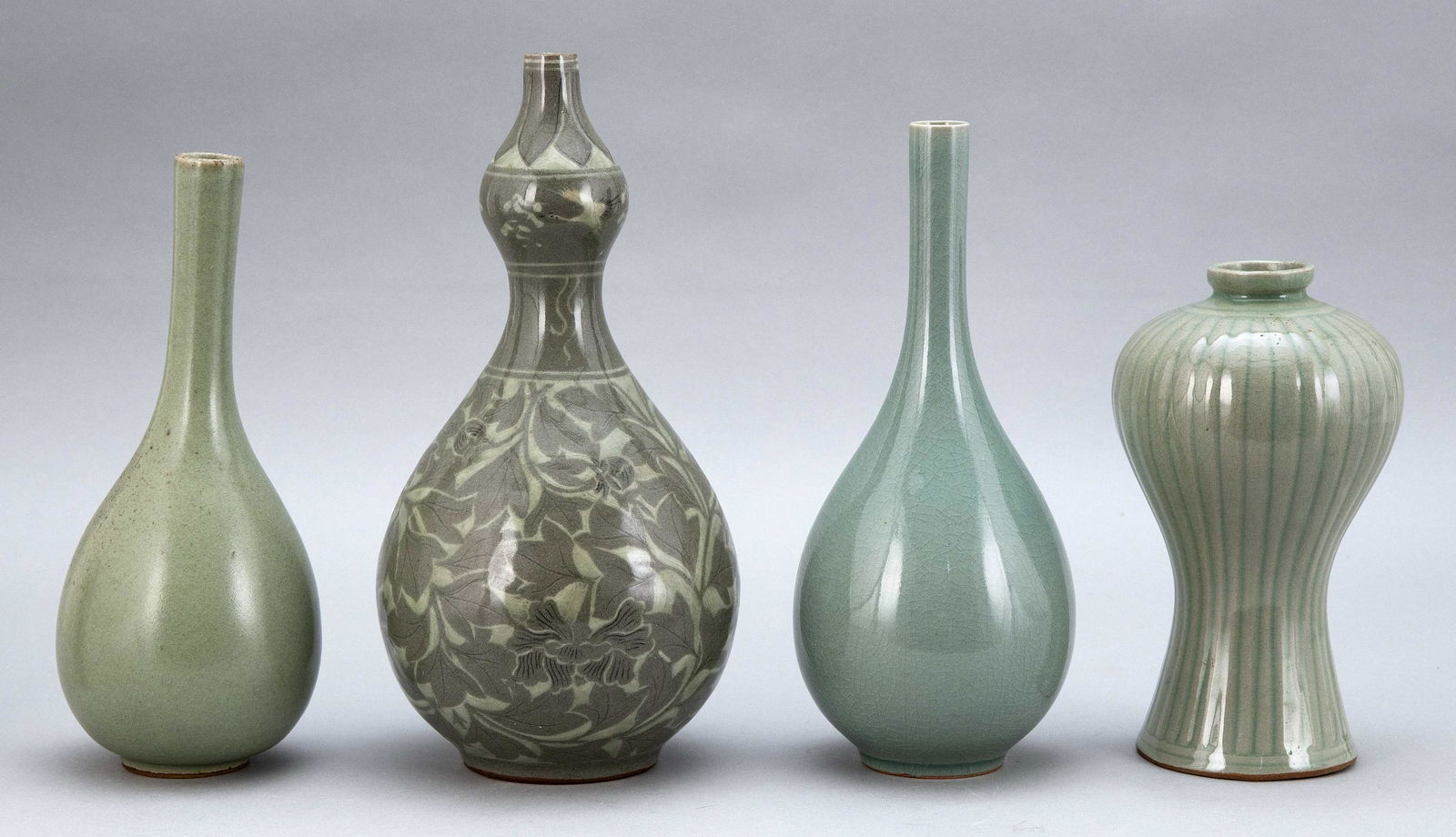 FOUR KOREAN CELADON PORCELAIN VASES 20th Century (1 of 2)