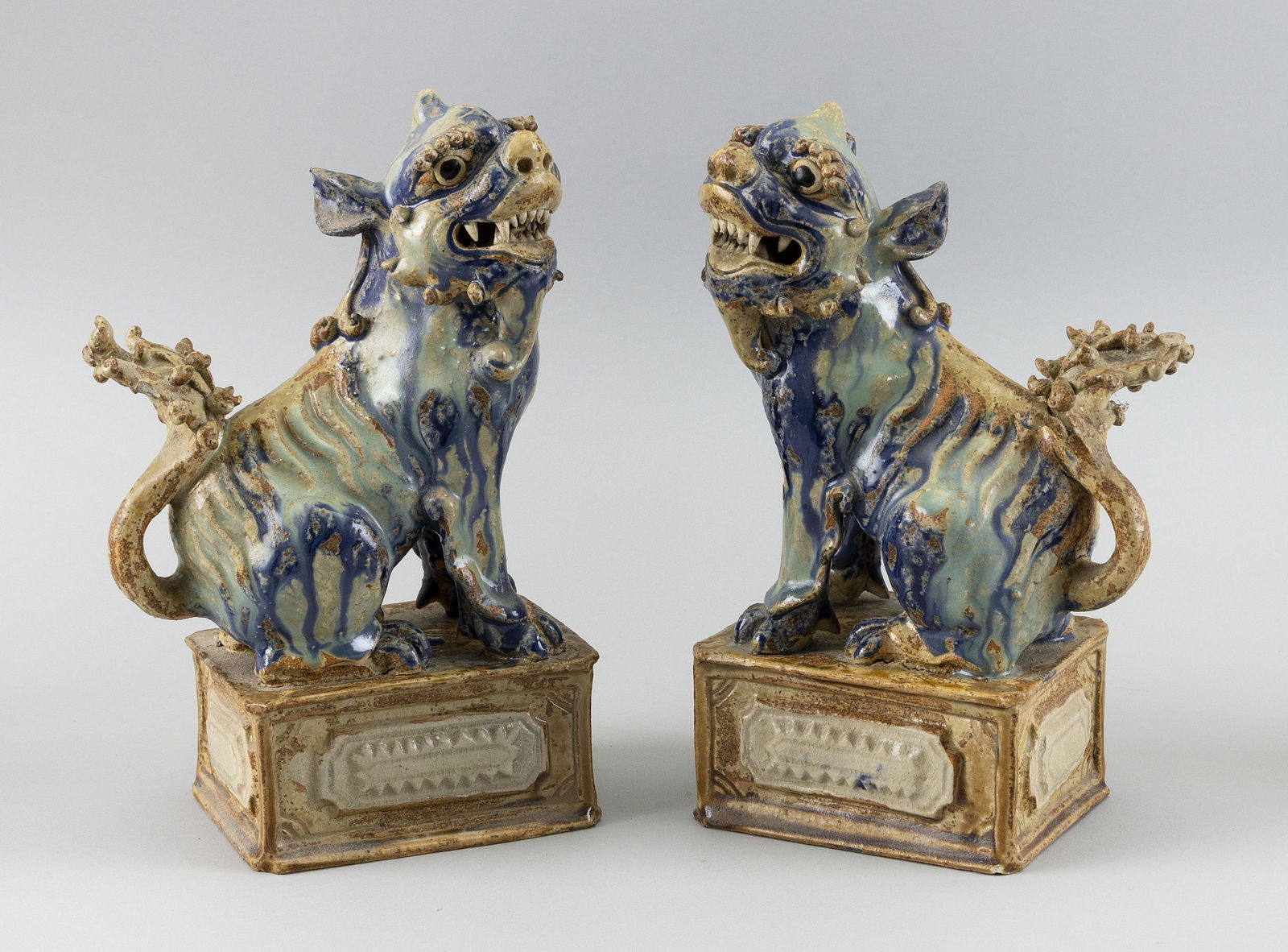 PAIR OF CHINESE FLAMBÉ POTTERY FU DOGS 19th Century (1 of 2)
